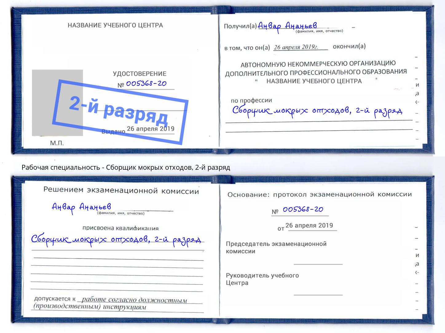 корочка 2-й разряд Сборщик мокрых отходов Лыткарино