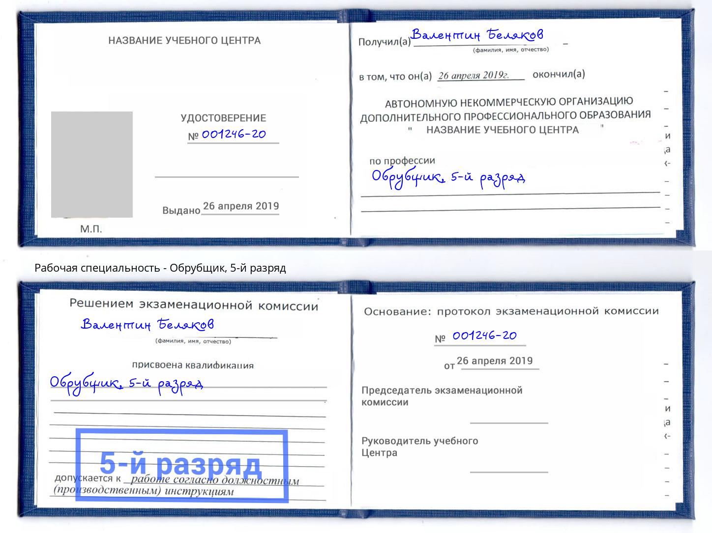 корочка 5-й разряд Обрубщик Лыткарино
